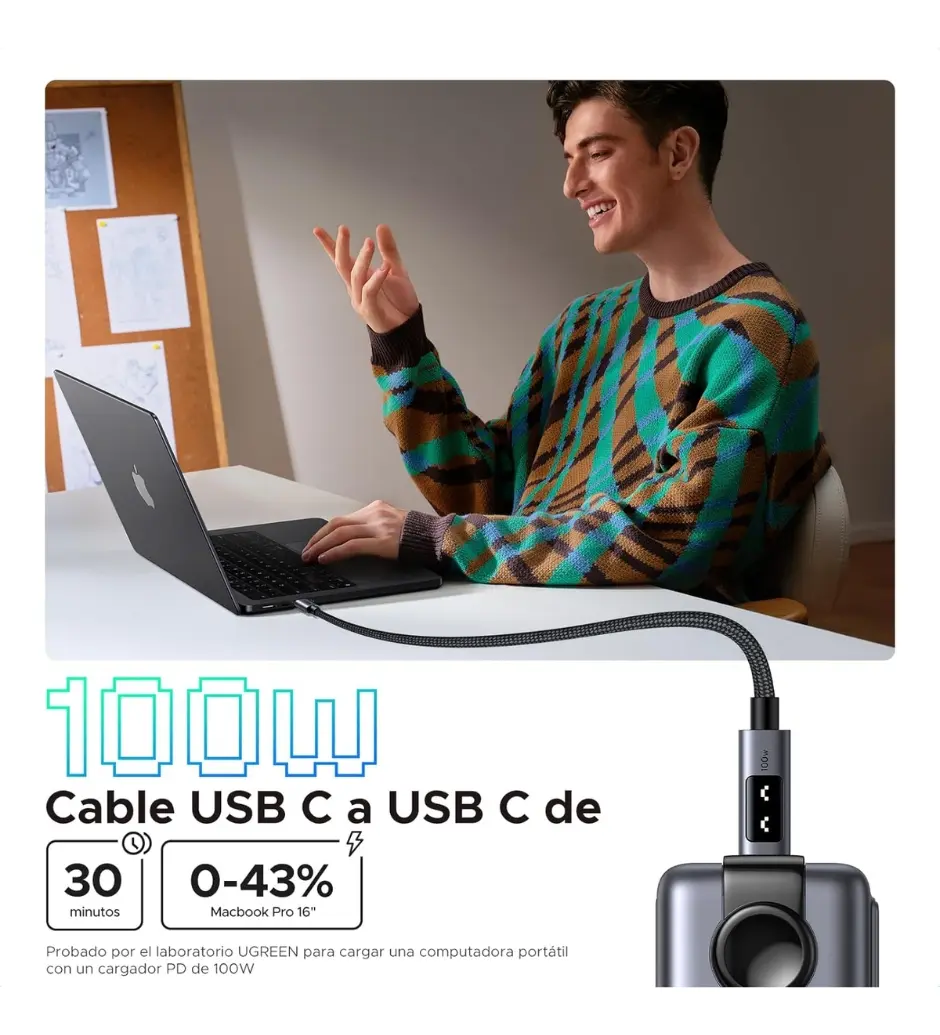 Cable USB-C UGREEN con Pantalla LED